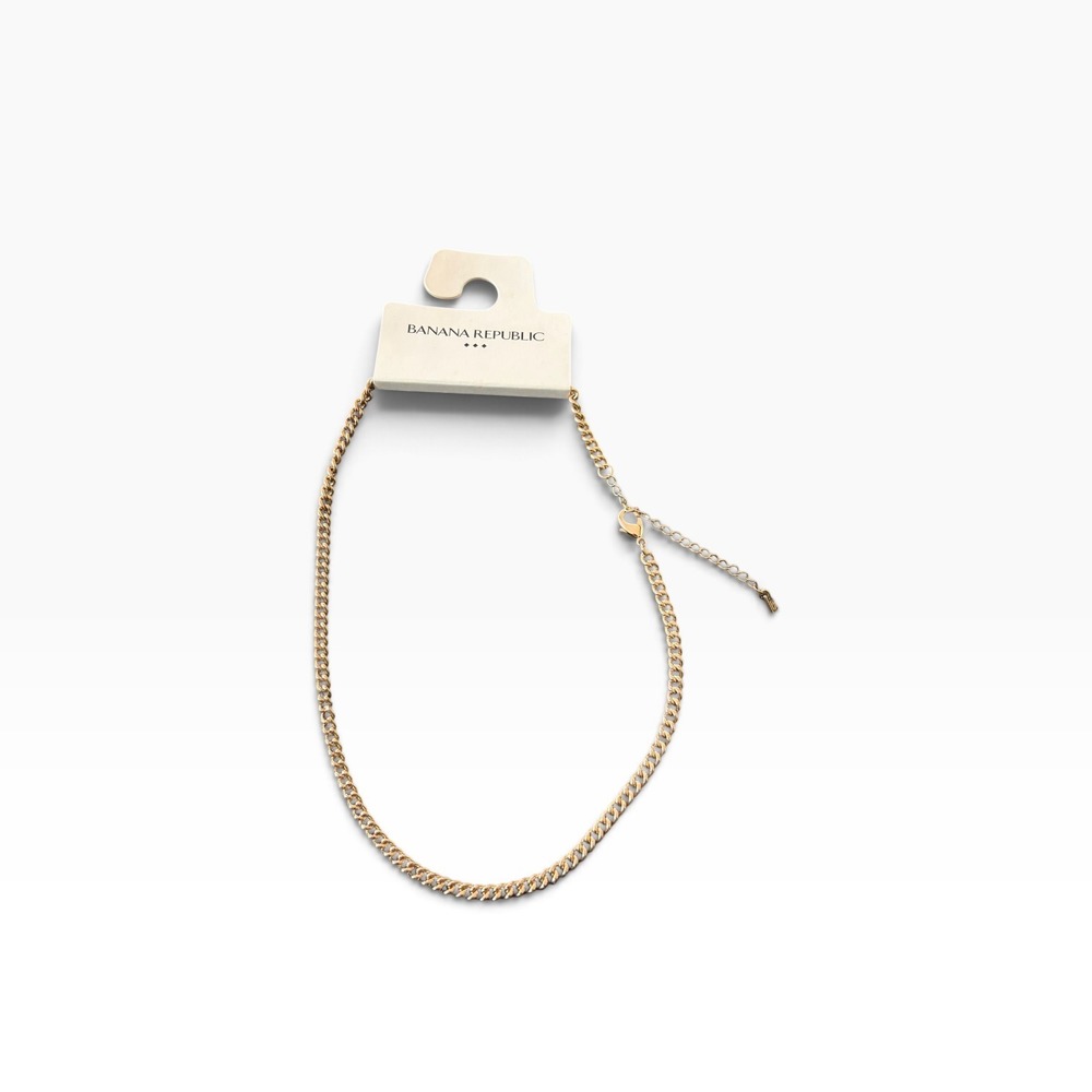 Banana Republic Gold Tone Curb Chain Necklace Adjustable Lobster Clasp Logo Tag